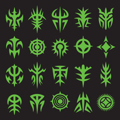 vector illustrations in a neo-tribal or cyber sigilism style