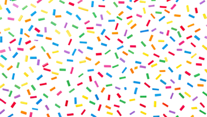 Colorful confetti falling against a dark background