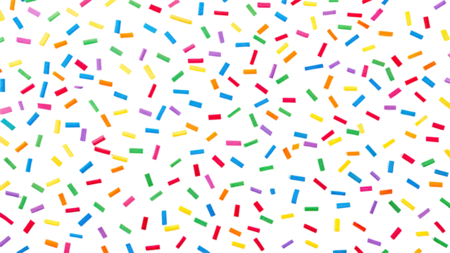 Colorful confetti falling against a dark background