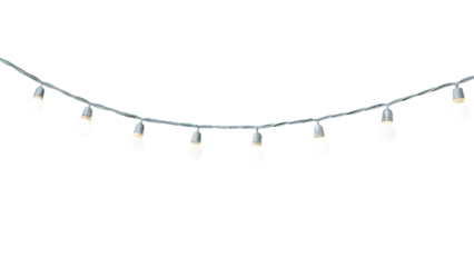 String of white led lights on a black background