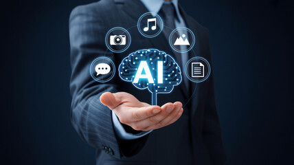 AI technology solution in hand for business success and digital transformation advancements now