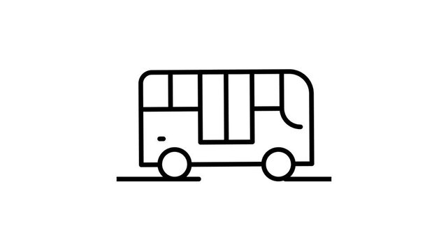 Animated bus line icon driving animation