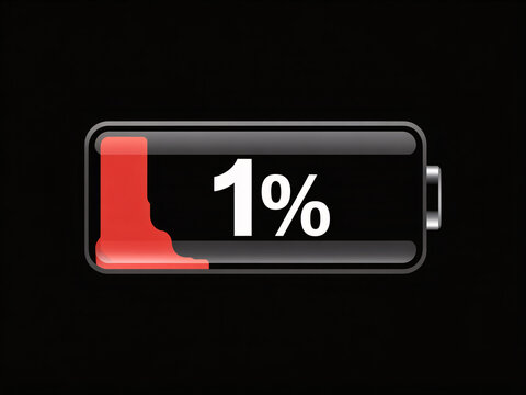 Urgent battery alert symbolizing low power and impending deadline, perfect for illustrating stress and the need for immediate action now