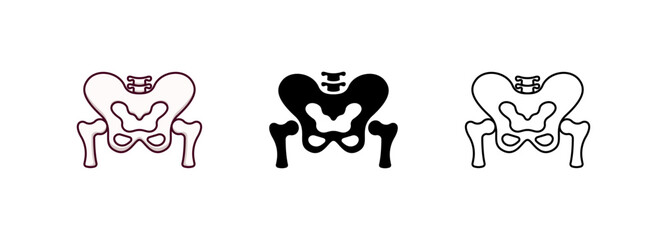 Pelvis black icon isolated on white background.