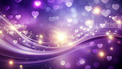 Dreamy Purple Heart Bokeh Glittering Abstract Background for Valentine's Day. Ai Generated Images