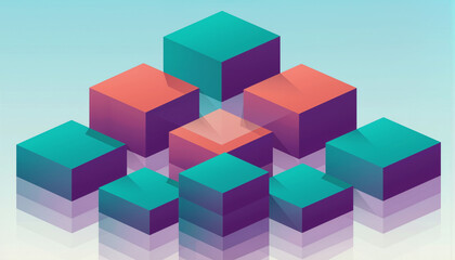 Obraz premium Abstract Isometric Cubes Stacked Colorful Graphic Design