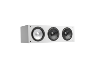 Modern three-way speaker system with a sleek design and multiple drivers for high-quality sound output