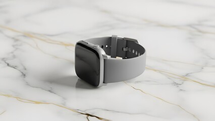Minimal Light Gray Smartwatch on Luxurious Marble Surface