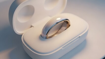Elegant Titanium Smart Ring Revealed in Modern Glow Charging Dock