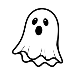 Cartoon Ghost Silhouette with Cute Eyes and Open Mouth for Halloween