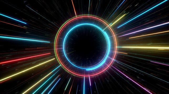 Colorful light tunnel with glowing energy beams