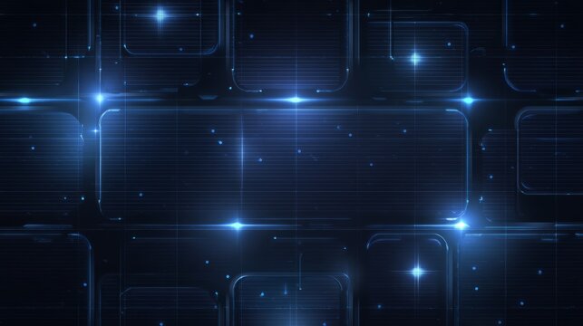 Digital starfield background with glowing data blocks