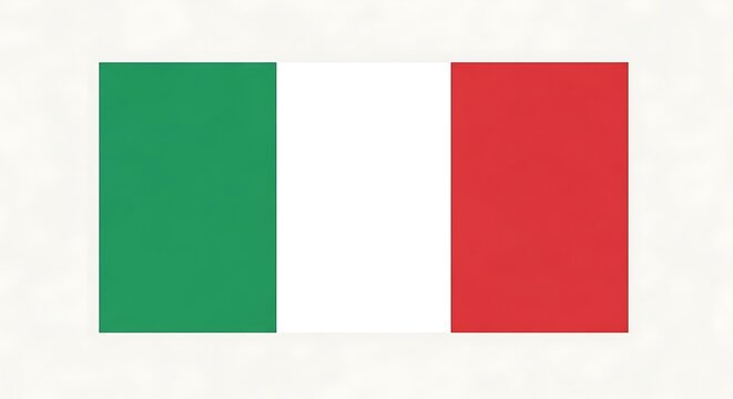 A simple, rectangular flag, featuring three vertical bands of equal size in green, white, and red, against a textured background