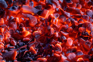 Burning charcoal as an abstract background