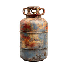 Rusty Gas Cylinder Isolated on White Background for Industrial Use