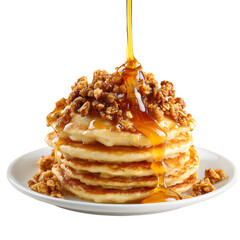 Delicious Honey Drizzling Over Pancake Topped With Fresh Fruits