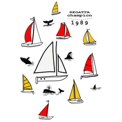summer boat regatta champion print 