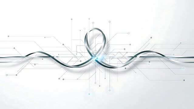 Abstract representation of a dna helix with glowing blue light