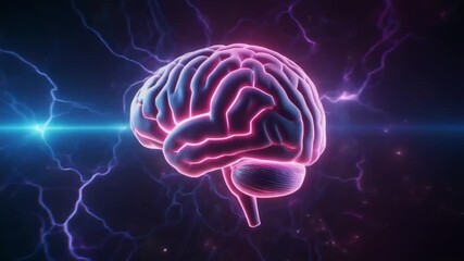 Neural network of a human brain glowing with electric energy and connected to a digital network for abstract science and technology concepts - Powered by Adobe