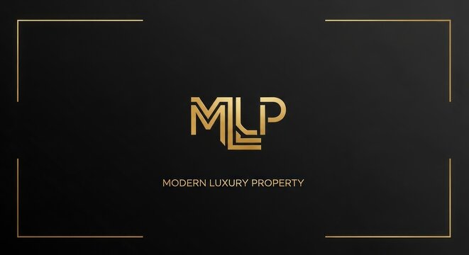 Elegant gold text "MLP" intertwined letters on a black background, with thin gold border