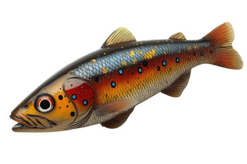 Colorful Trout Close Up on Black Background Fish Illustration Aquarium Fishing Wildlife Aquatic