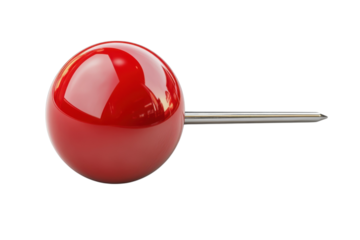 Red pushpin gleaming sphere office supplies bold statement memo board essential sharp precise 3D