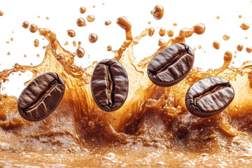 Coffee Beans in Flight A Splash of Aroma Flavor and Excitement Dark Roast Fresh Brew Coffee Art