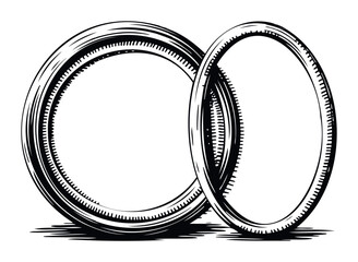 Two interlocking wedding rings symbolizing unity and commitment, perfect for union celebrations, relationship themes, and jewelryrelated promotions.