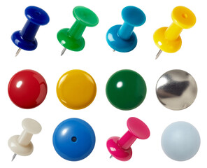 colorful push pins isolated on white background