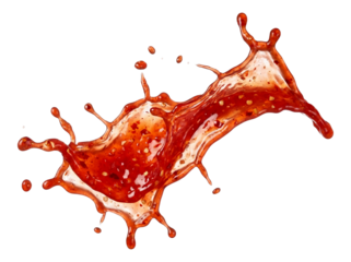Dynamic Red Liquid Splash Frozen in MidAir. isolated on transparent background