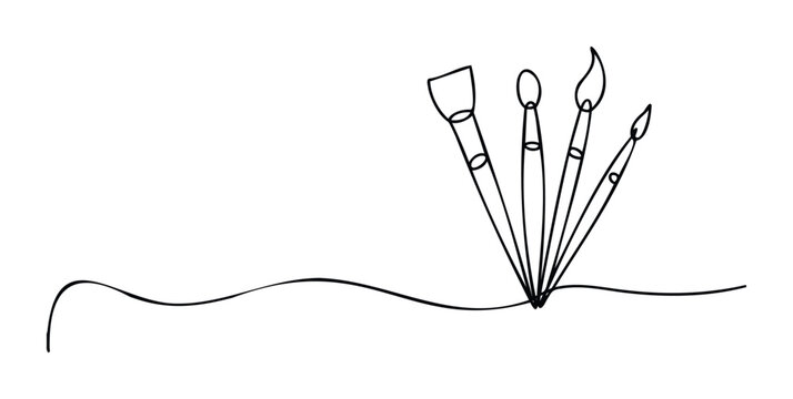 Collection of four distinct paintbrushes for various creative endeavors including painting, drawing and crafting applications representing artistic expression and hobbyist pursuits.