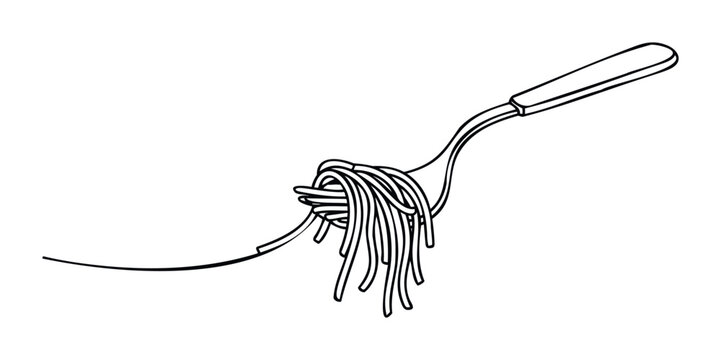 Single fork lifting a serving of spaghetti noodles creating a simple and appealing visual for foodrelated topics and culinary content.