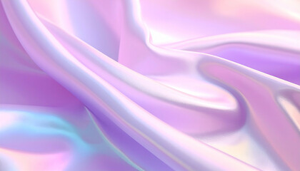 Iridescent, flowing fabric with soft, pastel hues, reflecting light and creating depth