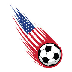 USA Flag Soccer Ball Illustration with Dynamic Motion Effect