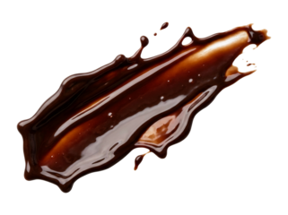 Dynamic Chocolate Splash Frozen in MidAir. isolated on transparent background