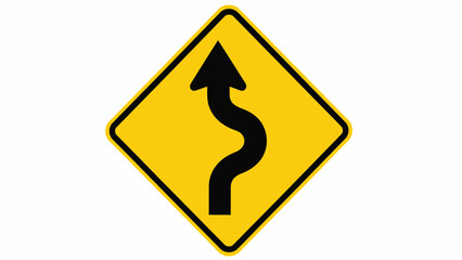 Winding Road Traffic Warning Sign &ndash; Curvy Path Ahead Road Safety Symbol