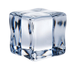 Clear ice cube with frosty texture transparent background cutout png