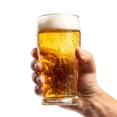 Refreshing Cold Beer in Male Hand Holding Glass - Professional Image for Ads