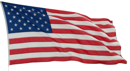 American flag waving in the wind transparent background cutout png