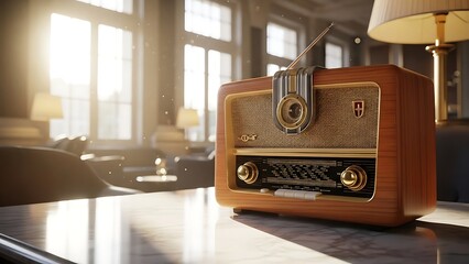 Timeless elegance of vintage radio celebrating world radio day in classic interior design