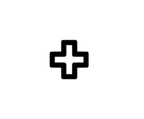 Fototapeta premium Black White Abstract Cross Icon | Clean, isolated vector art for creative projects.