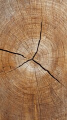 Fototapeta premium Detailed cross section of an aged tree trunk showcasing growth rings and organic texture for natural design elements