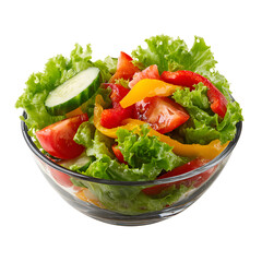 Vibrant Fresh Vegetable Salad in Glass Bowl with Lettuce and Tomato
