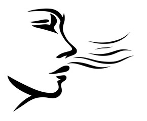 Fototapeta premium Whispers Wind: Face Speaks Silence | Clean, isolated vector art for creative projects.