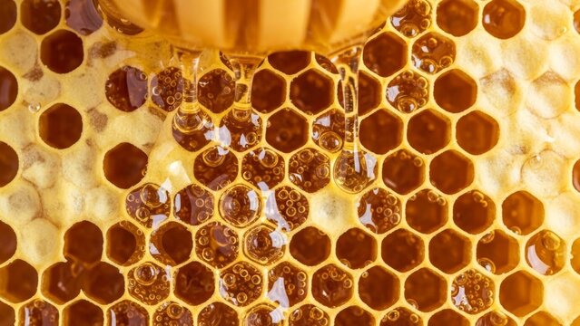 Golden Honeycomb - A Close-Up View of Natures Sweetness. - Powered by Adobe