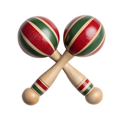 Vibrant Wooden Maracas with Red and Green Stripes Instrument Music Image