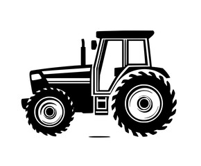 Obraz premium Monochrome Vintage Farm Tractor Icon - Clean Design, Ideal Agricultural Themes | Clean, isolated vector art for creative projects.