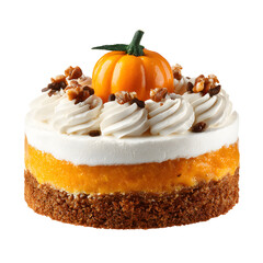 Delicious Pumpkin Cake Isolated on Transparent Background for Food Photography