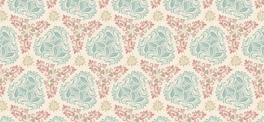 vintage pattern, seamless pattern, floral ornament, damask pattern, decorative background, pastel wallpaper, elegant design, classic wallpaper, retro textile, floral texture, ornamental motif, repeati