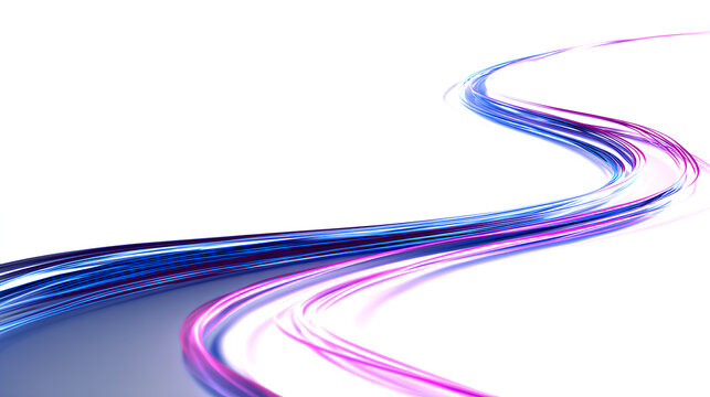 Light trail wave, fire path trace line, car lights, optic fiber and incandescence curve twirl, abstract background in blue and purple neon glow colors on white background Stock Illustration - Powered by Adobe